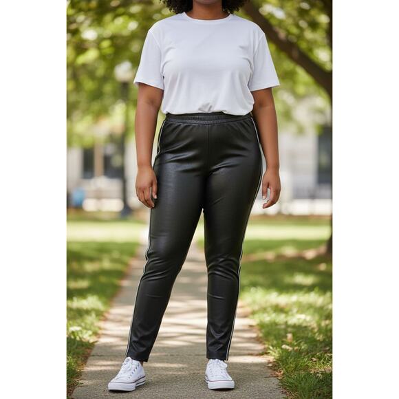 Lane Bryant pull on pants Stretch Black Shimmer Sequin Stripe Super Cute 26/28 - Picture 2 of 7